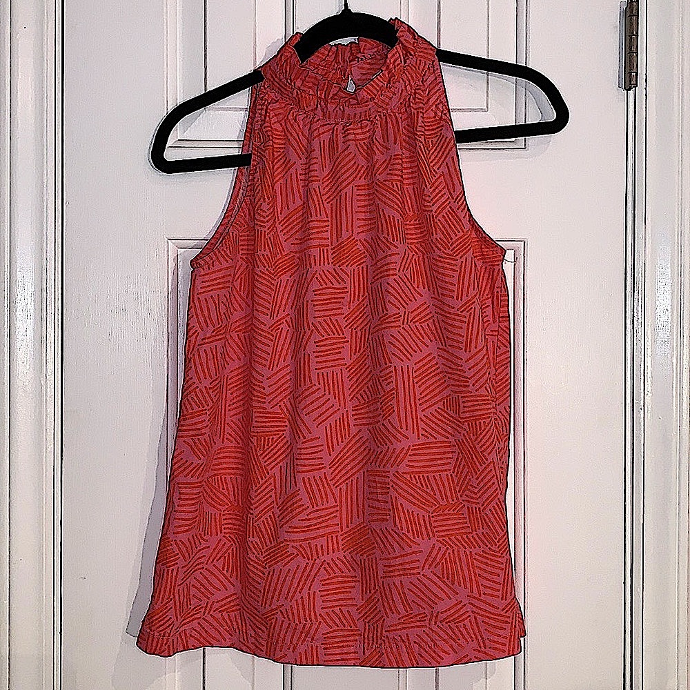 Michelle McDowell Pink and orange sleeveless blouse, Size Large